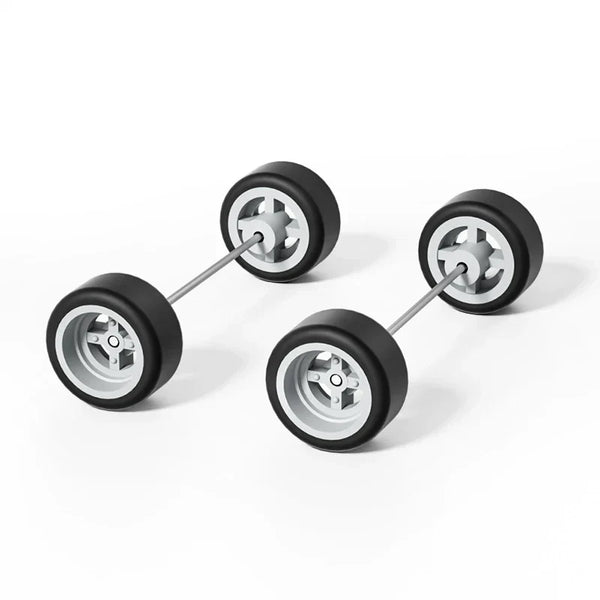 1:64 Cross-Spoke Wheels with Rubber Tires for Model Cars
