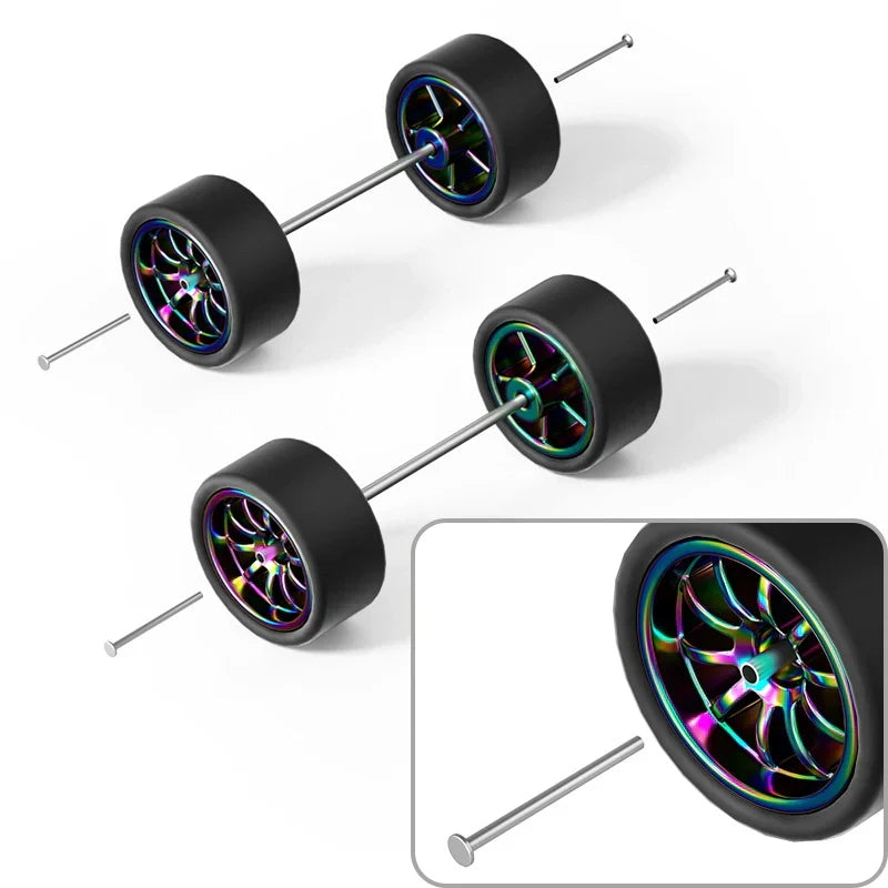 1:64 Ten-Spoke Rubber Tires for Diecast Cars