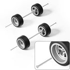 1:64 Cross-Spoke Wheels with Rubber Tires for Model Cars