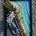 1/64 Handmade Coastal Road Diorama Scene