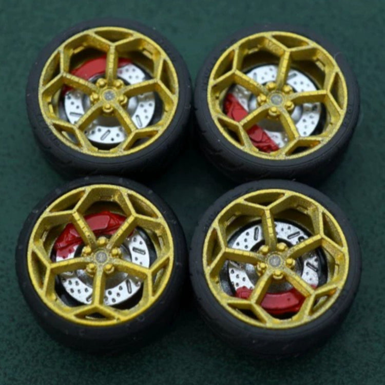 1/64 Bearing Wheels – Pentagon Five-Lug Rims with Rubber Tires
