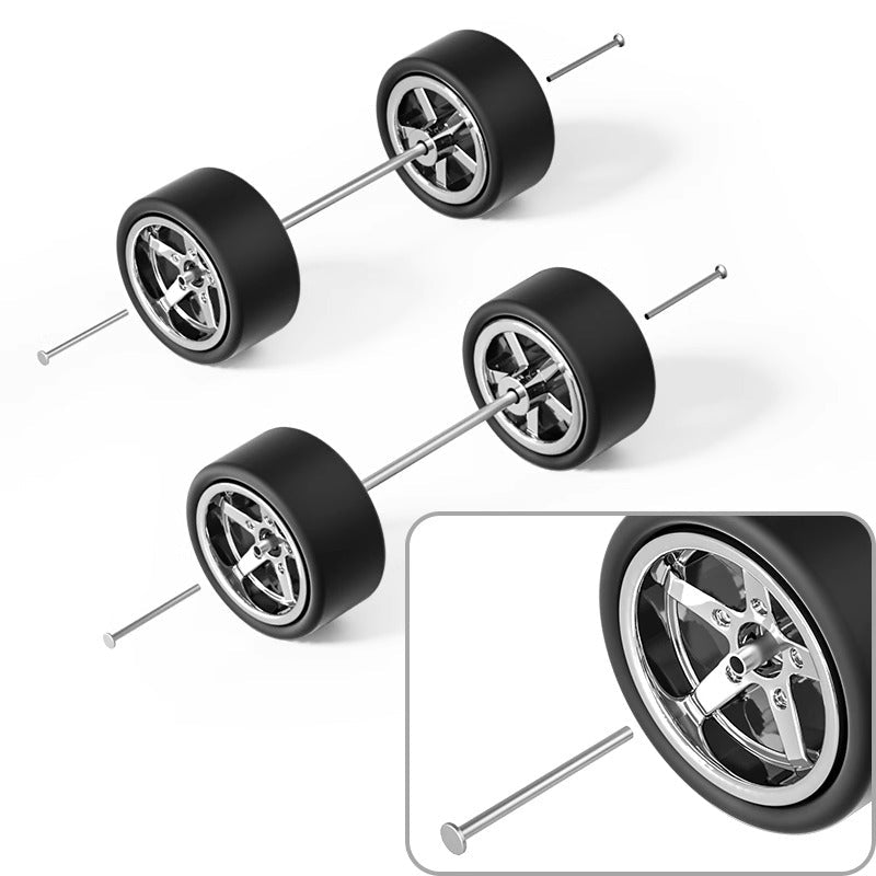 1:64 Five-Spoke Rubber Tires for Diecast Cars Secondary image