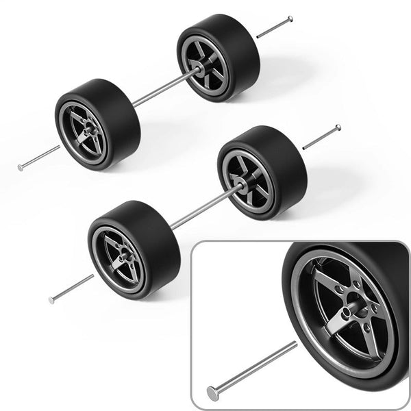 1:64 Five-Spoke Rubber Tires for Diecast Cars