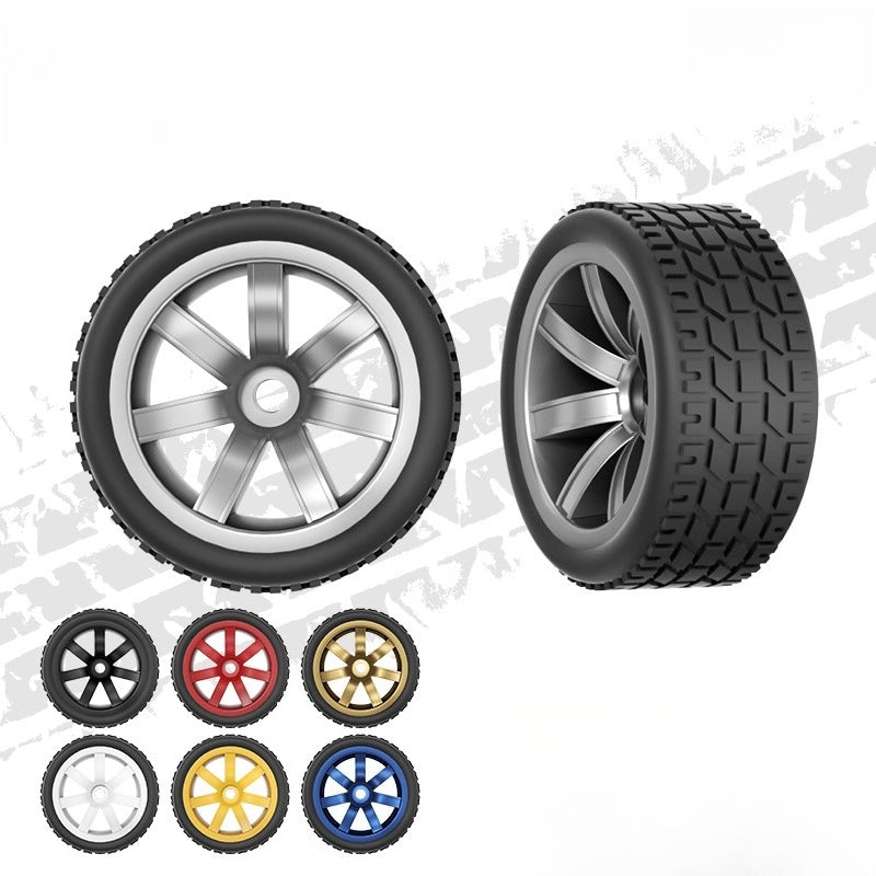1:64 Seven-Spoke Wheels with Rubber Tires for Model Cars