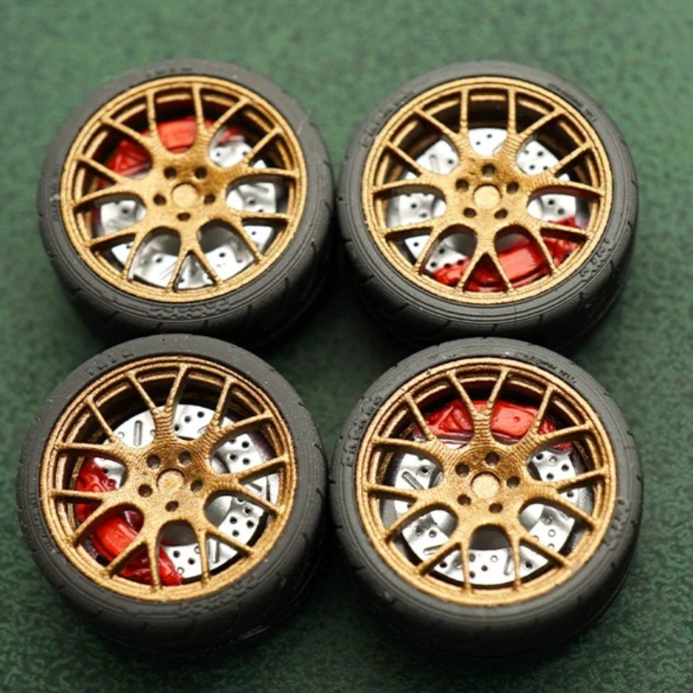 1/64 Bearing Wheels – BBS-Style Rims with Rubber Tires