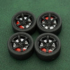 1/64 Bearing Wheels – JDM Six-Spoke Rims with Rubber Tires