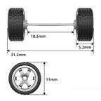 1:64 Six-Spoke Wheels with Treaded Rubber Tires for Model Cars