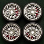 1/64 Bearing Wheels – BBS RX-R-Style Twenty-Spoke Rims with Rubber Tires