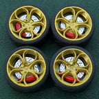 1/64 Bearing Wheels – Flower-Spoke Rims with Rubber Tires