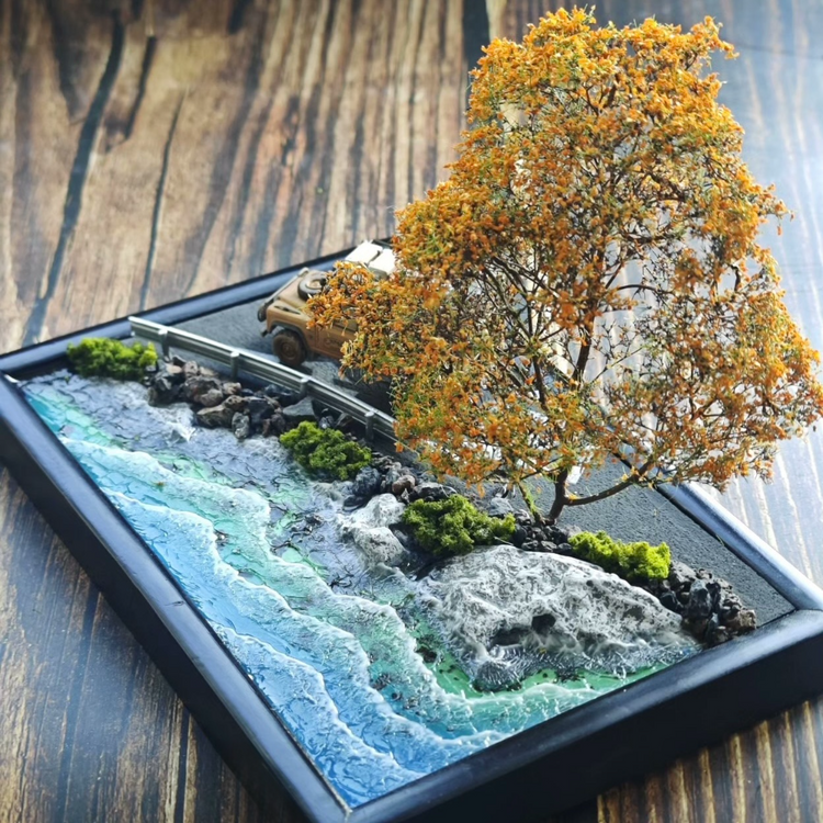 1/64 Handmade Coastal Road Diorama Scene
