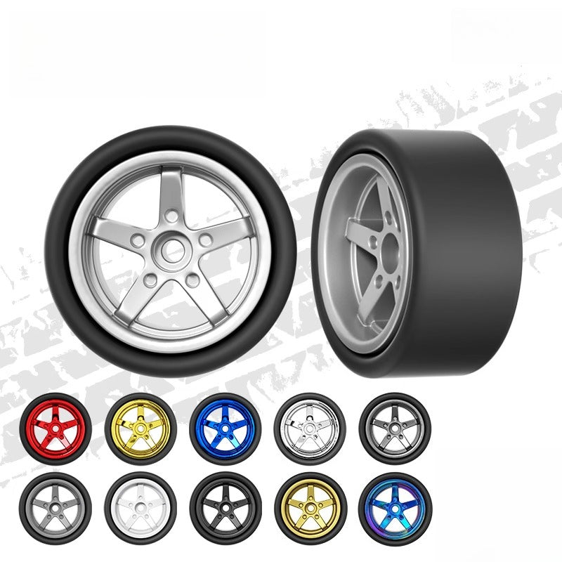 1:64 Five-Spoke Rubber Tires for Diecast Cars