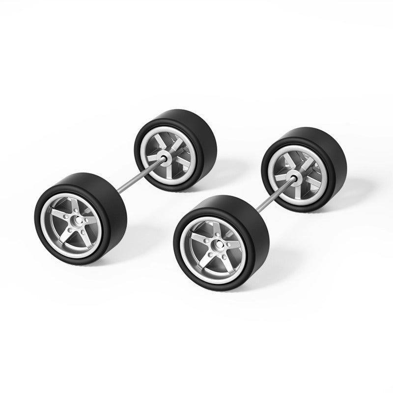 1:64 Five-Spoke Rubber Tires for Diecast Cars