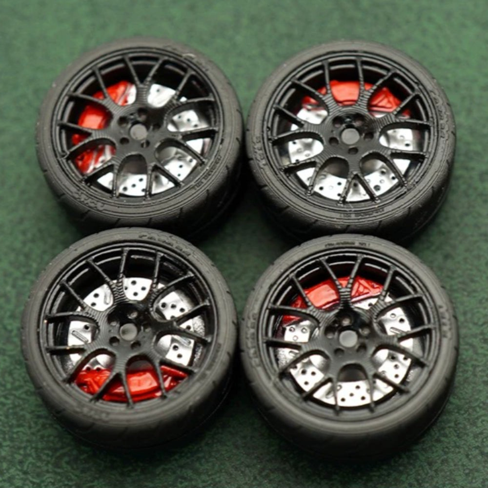 1/64 Bearing Wheels – BBS-Style Rims with Rubber Tires