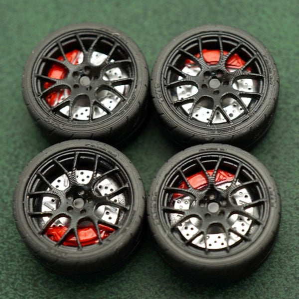 1/64 Bearing Wheels – BBS-Style Rims with Rubber Tires