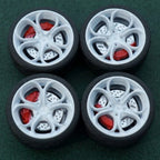 1/64 Bearing Wheels – Flower-Spoke Rims with Rubber Tires