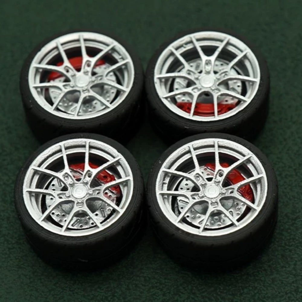 1/64 Bearing Wheels – Rims with Rubber Tires