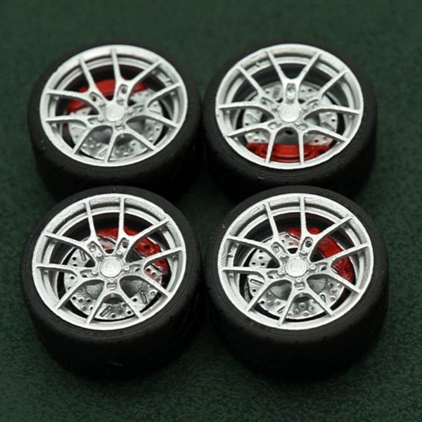 1/64 Bearing Wheels – Rims with Rubber Tires